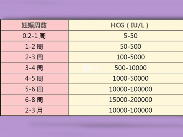 HCG正常值参考表