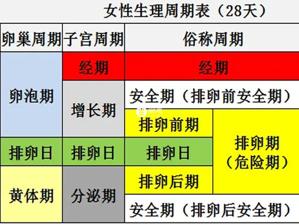 安全期和排卵期對照圖不是完全準確