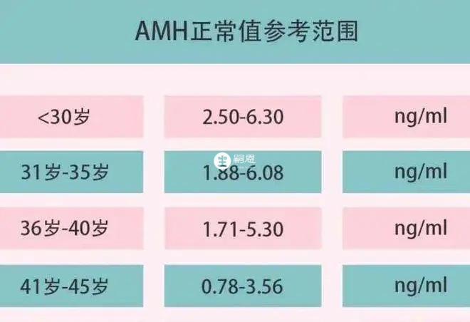 amh與年齡對照表